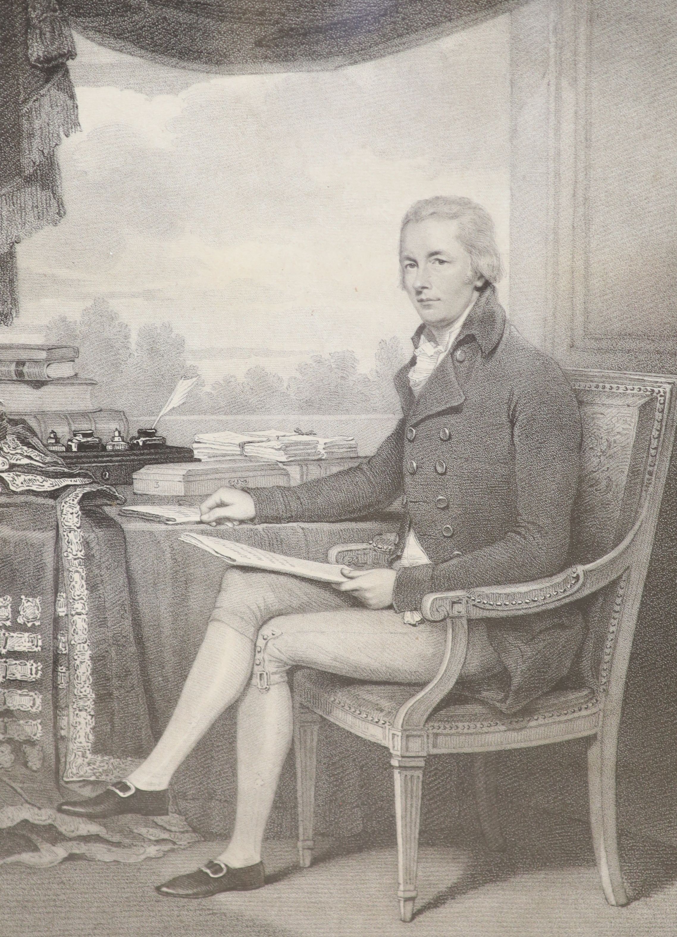 Carson after Eridge, mezzotint, portrait of William Pitt, 1801, 37 x 28cm. and another similar print, 45 x 34cm.